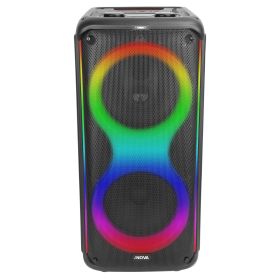 Portable Wireless Party Speaker with 7 Colorful Lights Remote Control Party Speaker with TWS Function FM Radio USB MMC Card Reading Aux In Record