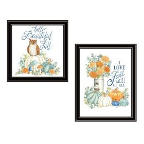 Trendy Decor 4U 2- Piece Vignette I Love Fall Most of All Black Framed Wall Art for Living Room, Bedroom Wall Art Print for Home Decor by Deb Str