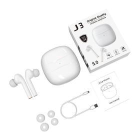 J3 Wireless Headphones Touch Screen Sports Headphones In-ear (Color: White)