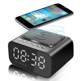 Wireless Bluetooth Speaker Charging 5W With LED Clock Alarm Function FM Radio Speaker (Set Type: Speaker, Color: black)
