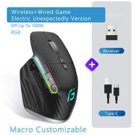 VT Bluetooth+2.4G Wireless Mouse Rechargeable Silent Ergonomic Computer DPI Up 4000 For Tablet Macbook Laptop Gaming Office (Color: 2.4G Mode 10000DPI, Ships From: China)