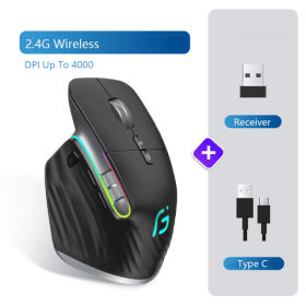 VT Bluetooth+2.4G Wireless Mouse Rechargeable Silent Ergonomic Computer DPI Up 4000 For Tablet Macbook Laptop Gaming Office (Color: 2.4G wireless, Ships From: China)