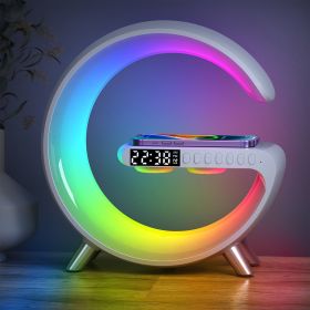 RGB Light Bar Smart Light Sunrise Alarm Clock; Dimmable Table Lamp With Fast Wireless Charger Alarm Clock For Heavy Sleepers Adults For Bedroom; (Color: black)