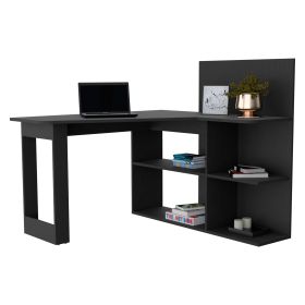Kairi Writing Computer Desk, Five Open Shelves (Color: black)