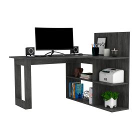 Kairi Writing Computer Desk, Five Open Shelves (Color: Gray Oak)