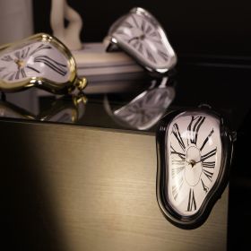 DALI Table Clock Melting Clock Wall Clock Table Decoration Holiday Christmas gifts (Color: black)