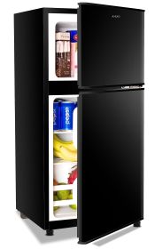 KRIB BLING 3.5Cu.Ft Compact Refrigerator Mini Fridge with Freezer, Small Refrigerator with 2 Door, 7 Level Thermostat Removable Shelves for Kitch (Color: black)