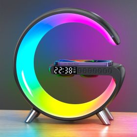 Mooncave Light Wireless Charger And Speaker With Clock (Color: black)