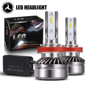 Saber-X LED Headlight Bulbs Conversion Kit,DOT Approved D6 Series CSP Chips Adjustable Beam Light Bulb With Fans Sets - 6000LM 6000K Cool White (style: H8/H9/H11)