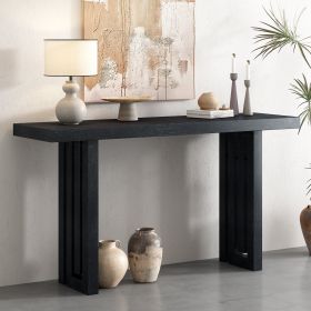 Uniquely Designed Oak Veneer Console Table with Distinctive Side Shapes, Suitable for Entryway, Hallway, Living Room, Foyer, Corridor (Color: black, Material: MDF)