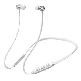 Neck-mounted Wireless Sports Headphones Neck Bluetooth 5.3 In-Ear Metal Earphones (Color: White)