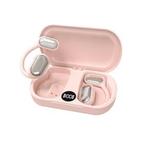 Bluetooth headset hanging ear type not in ear wireless binaural quality sound sports (Color: pink color)