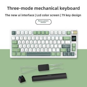 Gaming K79 Customized Tri-Mode Mechanical Keyboard with Display High-value Wireless Keyboard (Color: greener, Model: Without on-screen display)