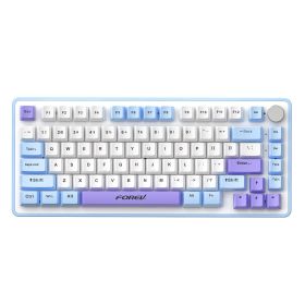 K82 Wired Gaming Tri-Mode Mechanical Keyboard High-value knob keyboard (Color: Blue-white-purple)