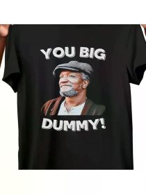 1pc, 100% Cotton, You Big Dummy Funny TV Print T-Shirt, Seasonal Casual Men'S T-Shirt, (Color: black, size: XXXL)